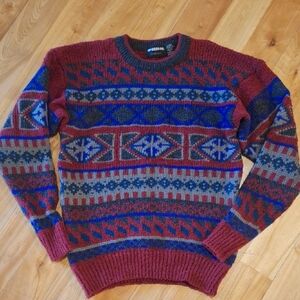 Vintage McGregor Classics 90s Colorful Woven Sweater Size L red blue